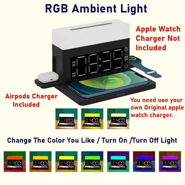 Wireless Charger For Iphone Night Light Alarm Clock - TechShopi